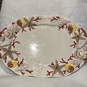 FF & Floyd Coral & Sea Shell Large serving Platter.
